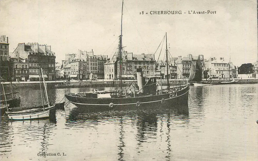 Cherbourg - A entrada do porto — Coleção C. L. — n°18 - Frente